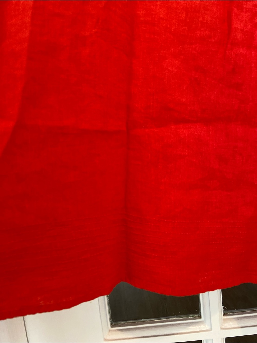 Eileen Fisher Bright Red Sleeveless Irish Linen Midi Dress - Picture 3 of 5